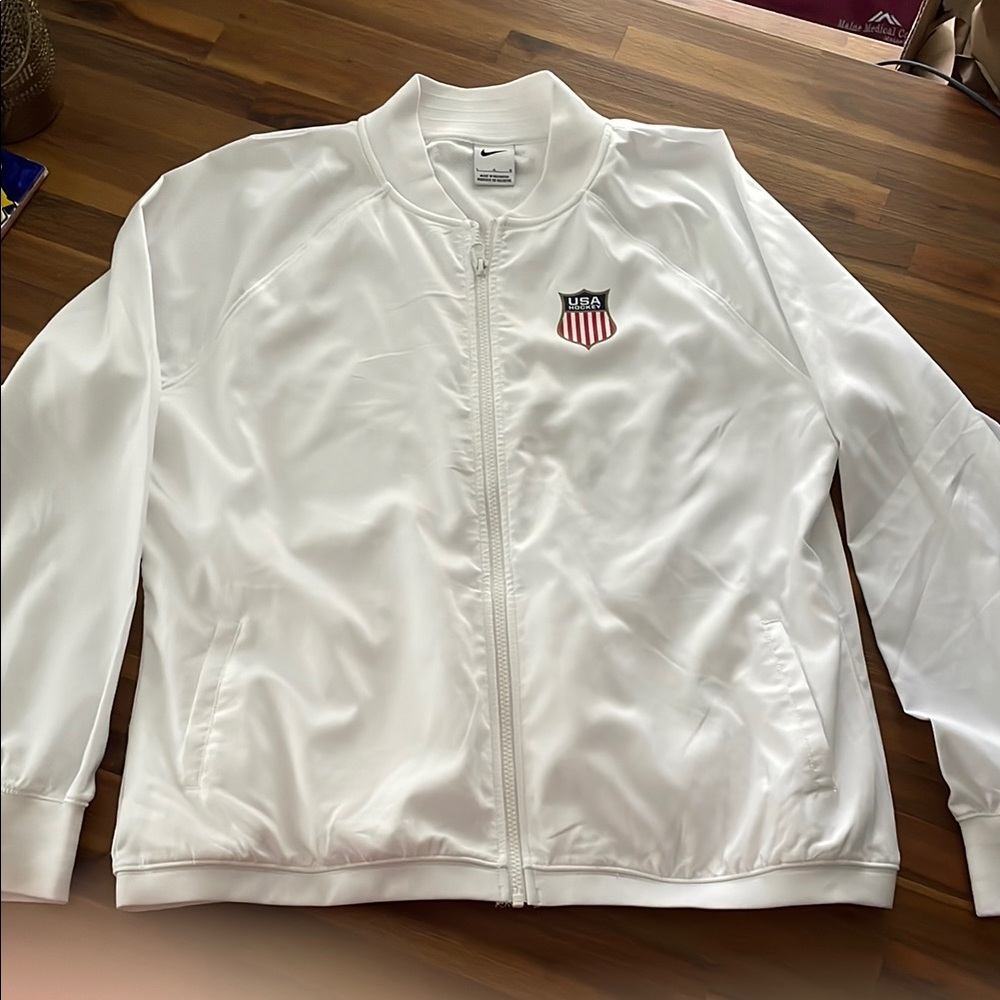 Nike White USA Hockey Track Jacket